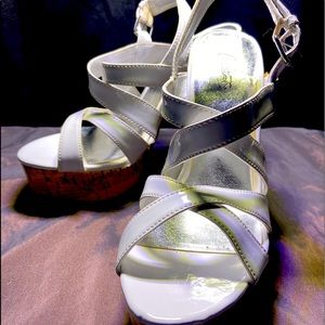 White patent leather heels. Size 7.